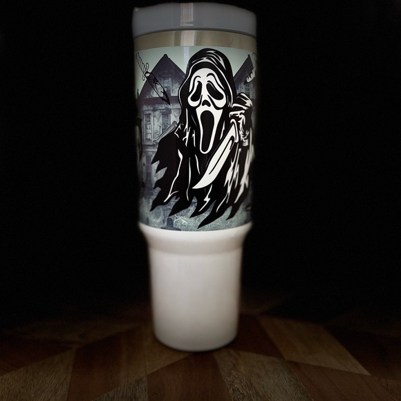 Handmade Ghost Face Tumbler Brand New 40 oz double wall stainless tumbler for tr - Picture 7 of 8
